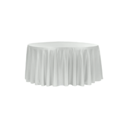 Lamour Satin 120″ Round Tablecloth – White